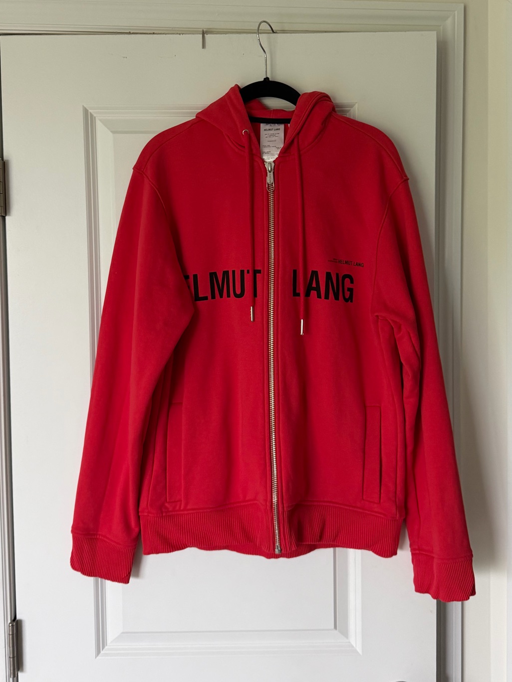 Helmut Lang Red Campaign Pr Zip-Up Logo Hoodie